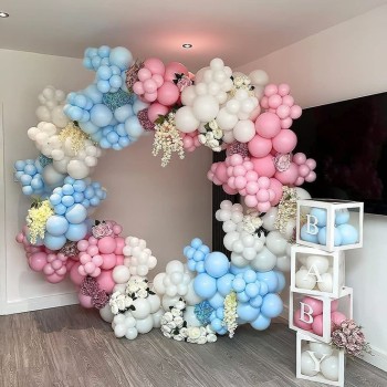Φαντασμαγορικός στολισμός με μπαλόνια και κρεμαστά λουλούδια για Baby Shower ή Gender reveal